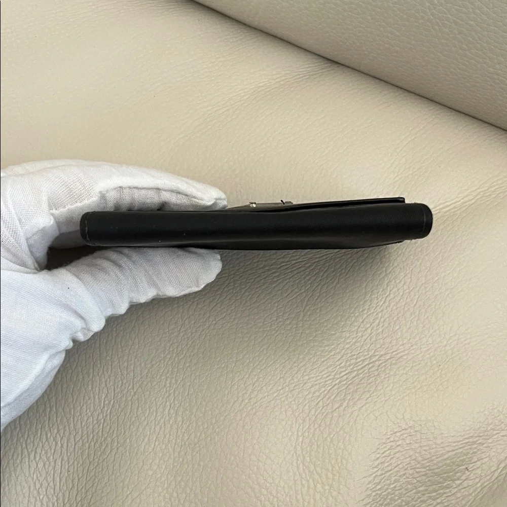 Prada Black Leather & Nylon Triangular Logo Compact Wallet - Picture 8 of 14